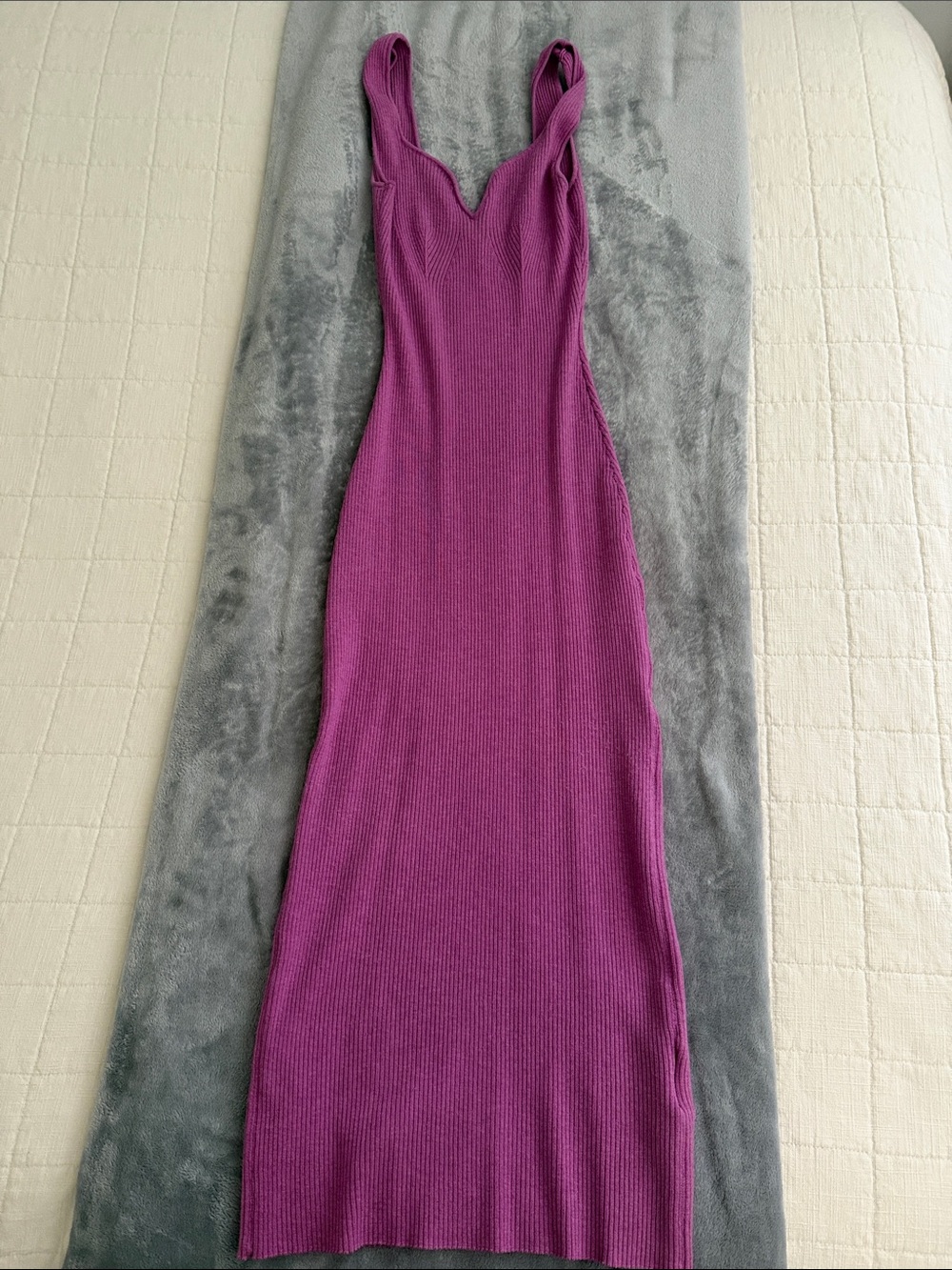 H&M Sleeveless Ribbed Midi Dress in Magenta
